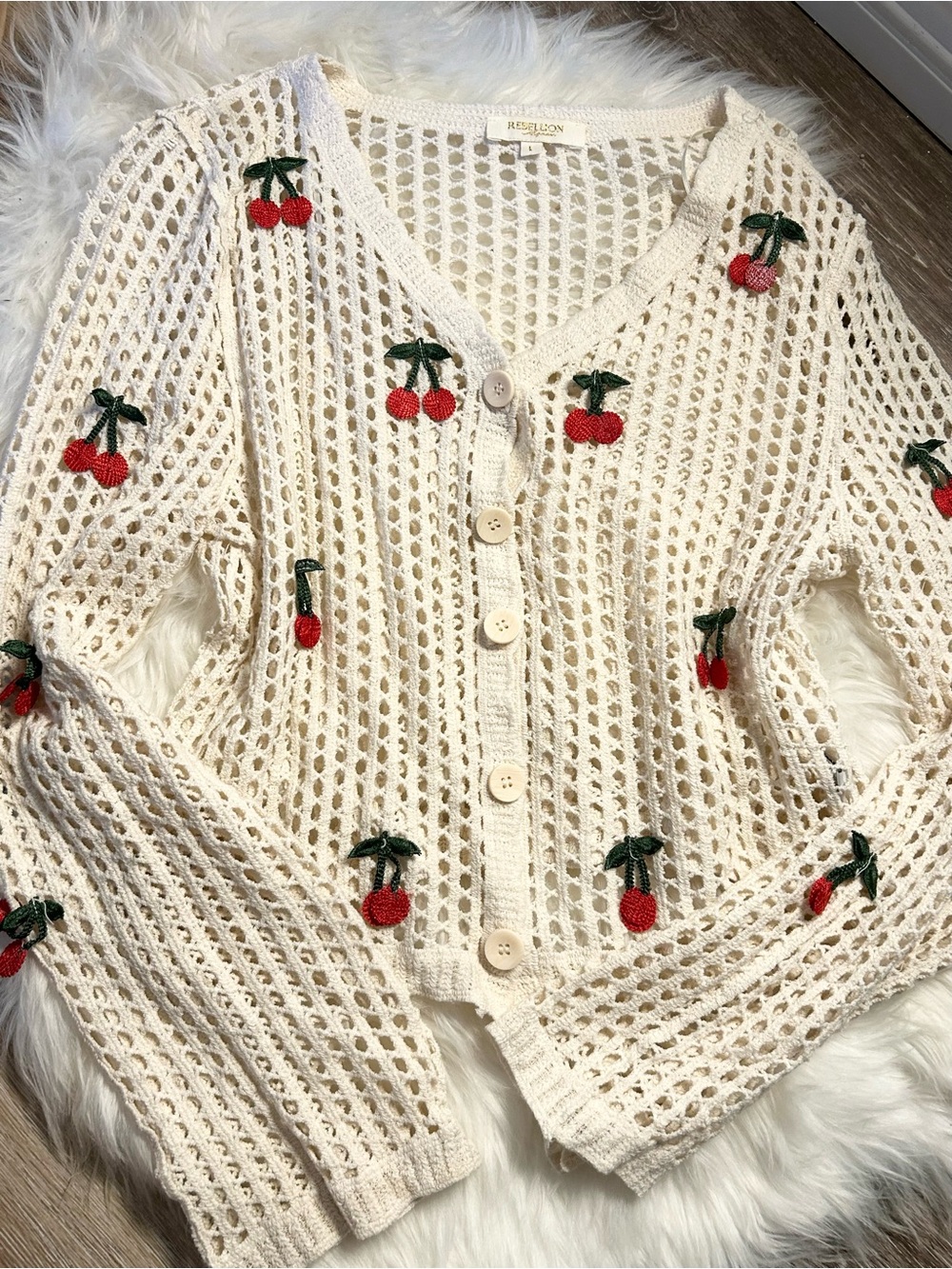 Rebellion Crochet Cardigan Patchwork Cherries